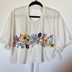 We The Free White Floral Embroidered 100% Cotton